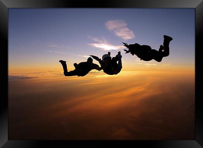 Sunset AFF skydiving photo Framed Print by Ewan Cowie