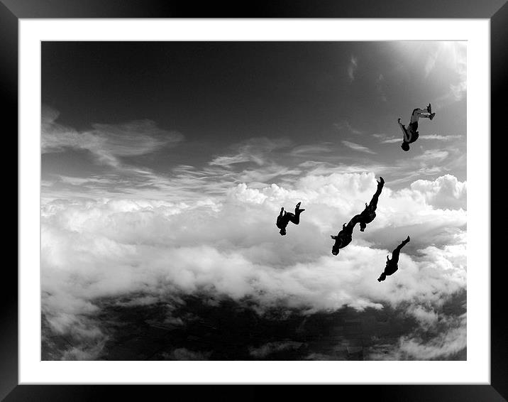 skydive in the clouds Framed Mounted Print by Ewan Cowie