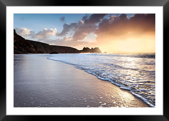 Porthcurno Beach Sunrise Framed Mounted Print by Chris Frost