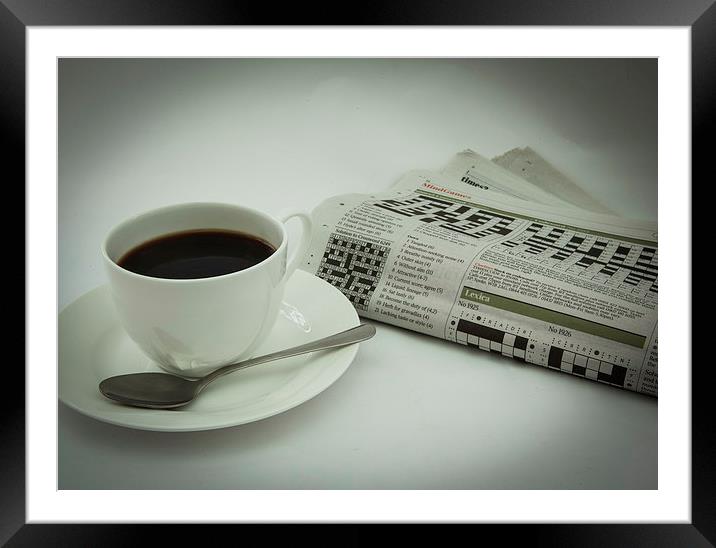 BLACK COFFEE & NEWS PAPER Framed Mounted Print by David Pacey