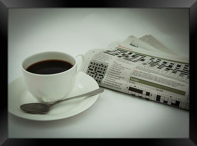BLACK COFFEE & NEWS PAPER Framed Print by David Pacey