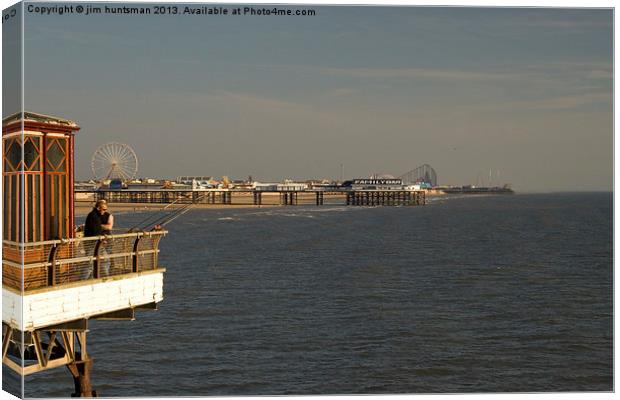 Blackpool,Fishing Canvas Print by jim huntsman