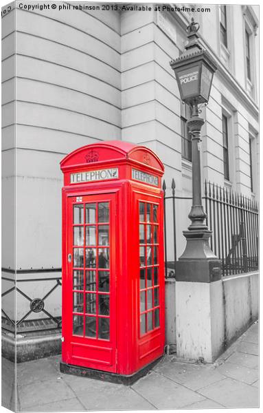 Phone Box outside Police station Canvas Print by Phil Robinson