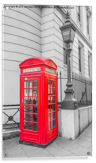 Phone Box outside Police station Acrylic by Phil Robinson