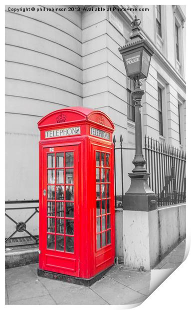 Phone Box outside Police station Print by Phil Robinson