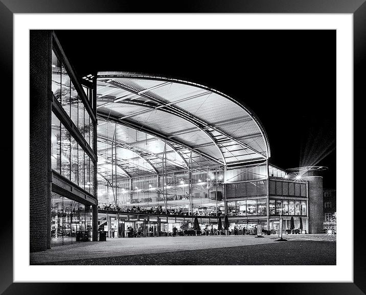 Norwich Forum in black and white Framed Mounted Print by Mark Bunning