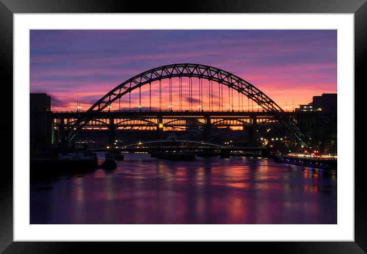 Tyne Bridge Sunset Framed Mounted Print by Michael Thompson