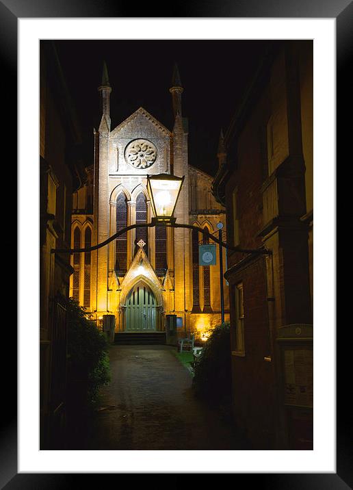 Cheap Street Church Sherborne at Night Framed Mounted Print by Paul Brewer