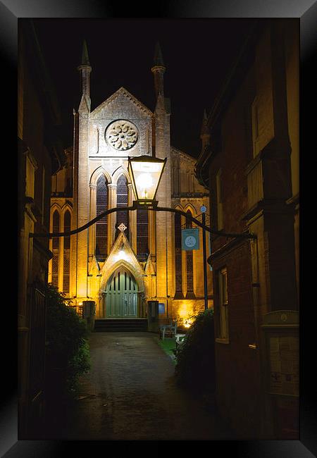 Cheap Street Church Sherborne at Night Framed Print by Paul Brewer