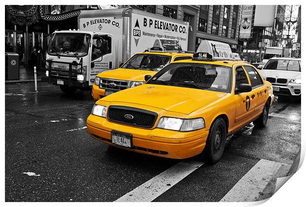 Yellow Taxi Colour Pop Print by Steve Purnell
