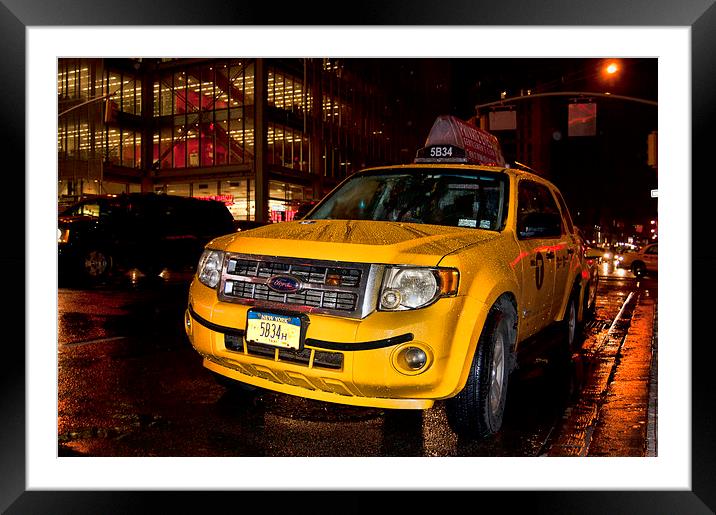 Big Yellow Taxi Framed Mounted Print by Steve Purnell
