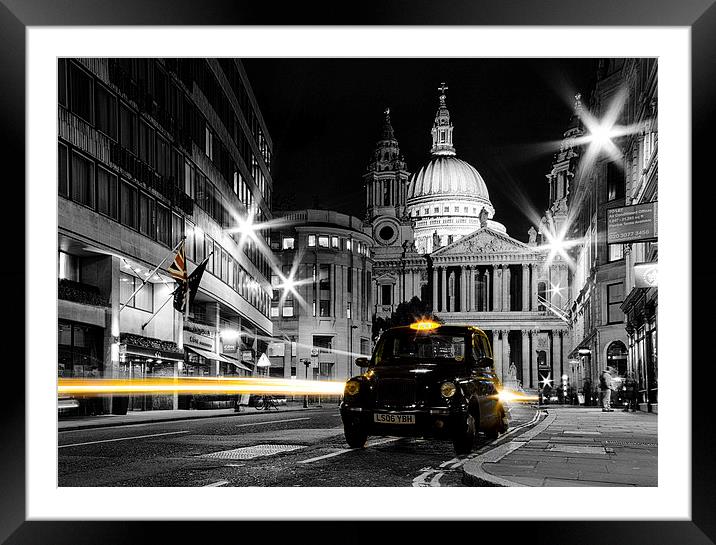 St pauls with Black Cab Framed Mounted Print by Ian Hufton