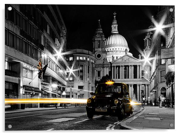 St pauls with Black Cab Acrylic by Ian Hufton