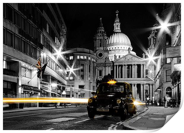 St pauls with Black Cab Print by Ian Hufton
