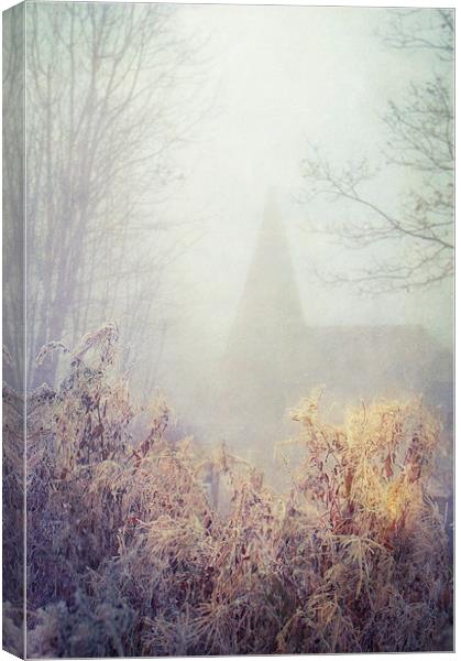 Oast in the mist Canvas Print by Dawn Cox