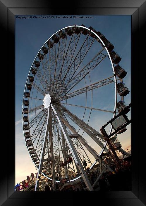 Ferris Wheel at Winter Wonderland Framed Print by Chris Day