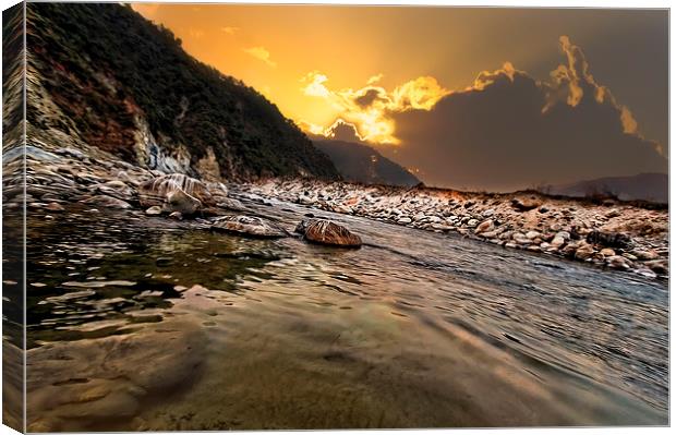 Watery sunset Canvas Print by Satya Adt