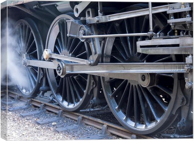 "Oliver Cromwell" Steam Locomotive Wheels Canvas Print by john hartley