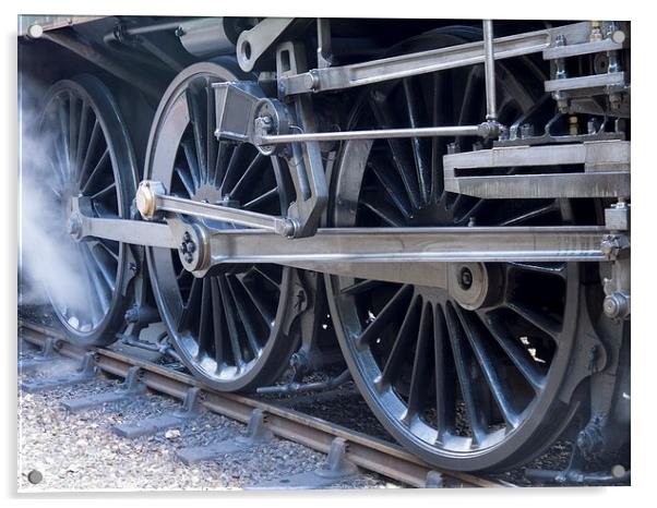 "Oliver Cromwell" Steam Locomotive Wheels Acrylic by john hartley