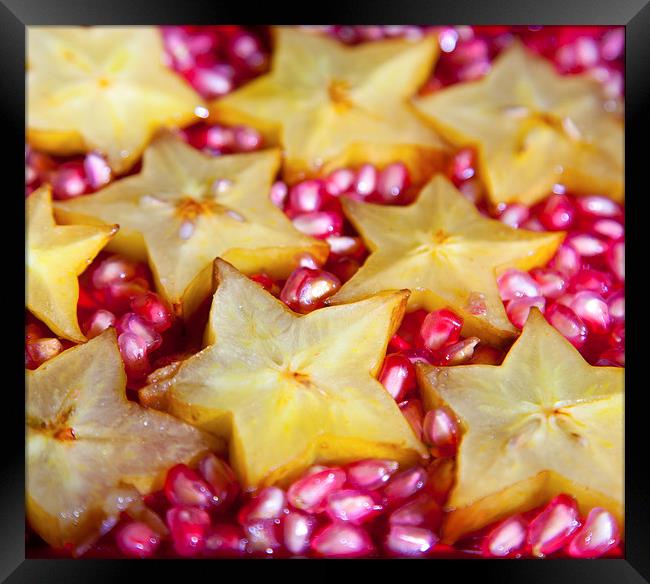 Star fruit and pomegranate Framed Print by anna collins