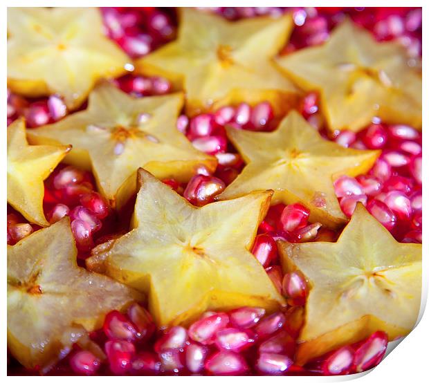 Star fruit and pomegranate Print by anna collins