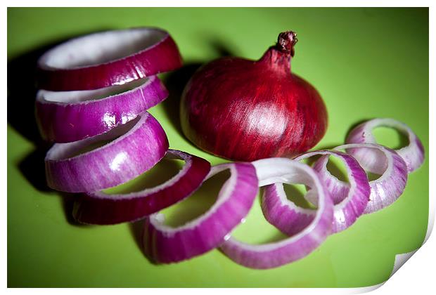 Red onion slices Print by anna collins