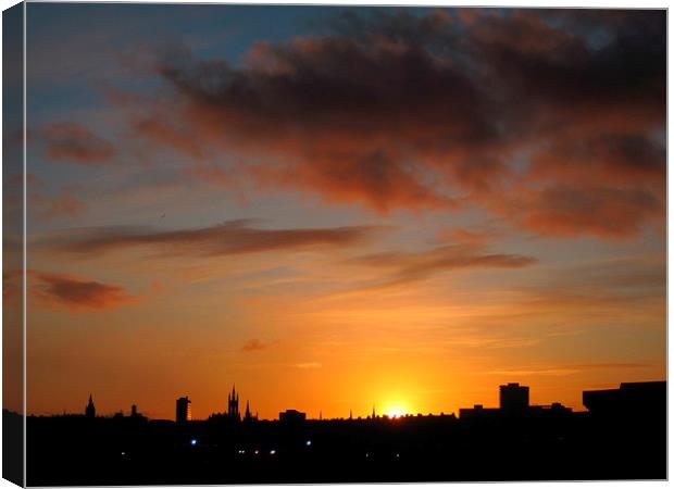 Aberdeen Skyline at Sunset Canvas Print by Jennifer Henderson