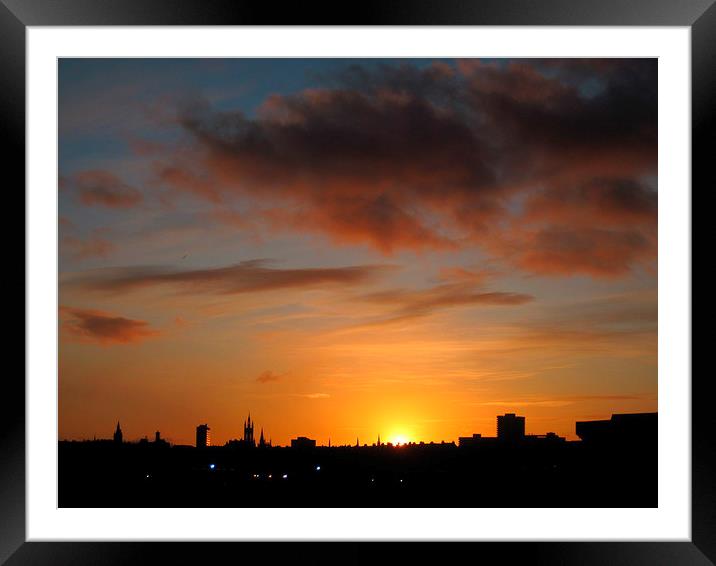 Aberdeen Skyline at Sunset Framed Mounted Print by Jennifer Henderson