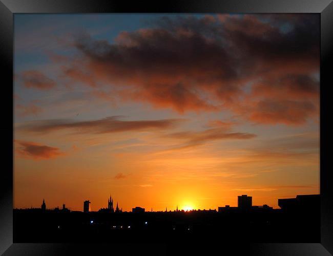 Aberdeen Skyline at Sunset Framed Print by Jennifer Henderson