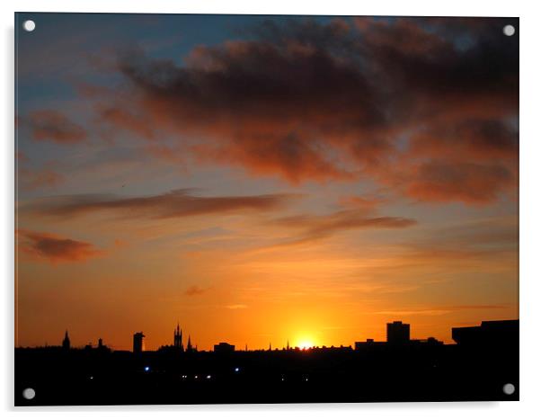 Aberdeen Skyline at Sunset Acrylic by Jennifer Henderson