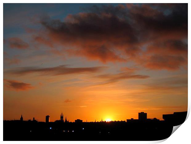 Aberdeen Skyline at Sunset Print by Jennifer Henderson