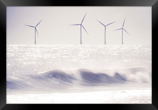 Windfarm Seascape Framed Print by Paul Walker