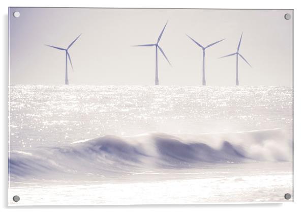 Windfarm Seascape Acrylic by Paul Walker