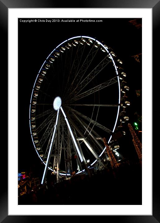 Ferris Wheel at Winter Wonderland Framed Mounted Print by Chris Day