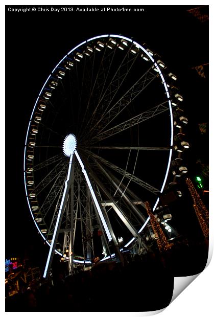 Ferris Wheel at Winter Wonderland Print by Chris Day