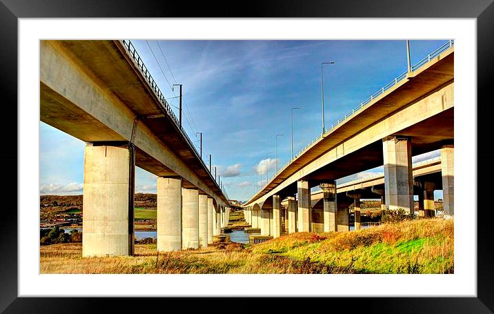 M2 Motorway and Eurostar Bridge Framed Mounted Print by Robert Cane