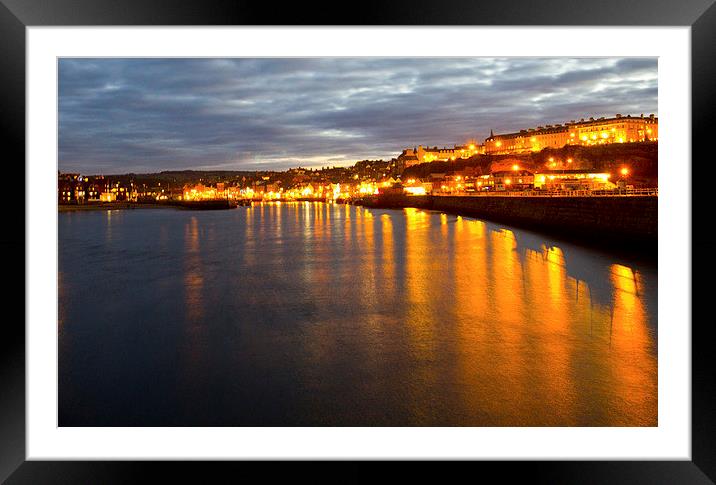 Whitby by night Framed Mounted Print by Colin Brittain