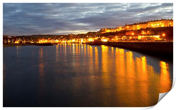 Whitby by night Print by Colin Brittain