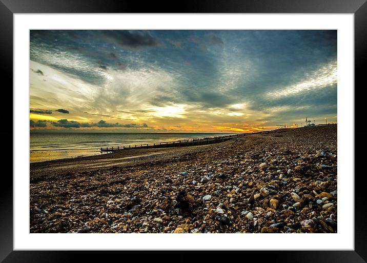 Worthing Seafront Sunset Framed Mounted Print by David Dumbell