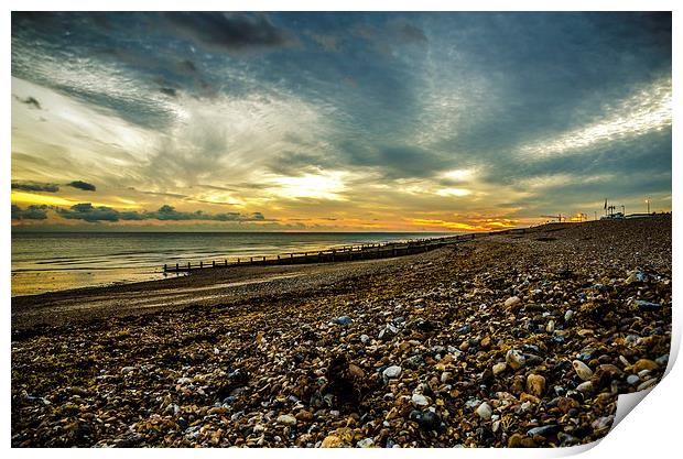 Worthing Seafront Sunset Print by David Dumbell