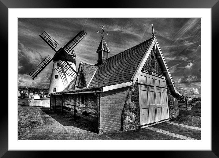 Lythams Lifeboat Station and Windmill Framed Mounted Print by Roger Green