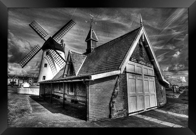 Lythams Lifeboat Station and Windmill Framed Print by Roger Green