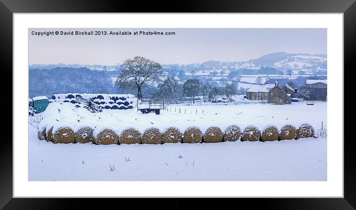 Winter on a remote Derbyshire farm. Framed Mounted Print by David Birchall