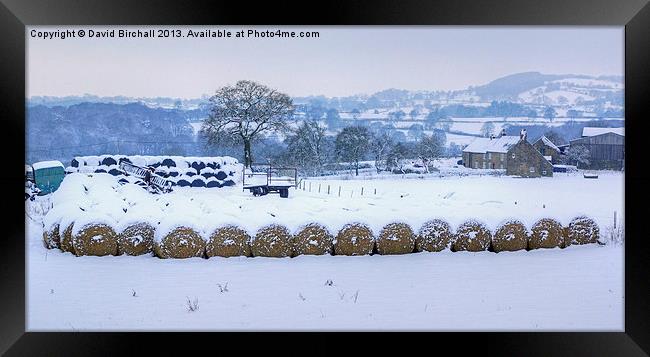 Winter on a remote Derbyshire farm. Framed Print by David Birchall