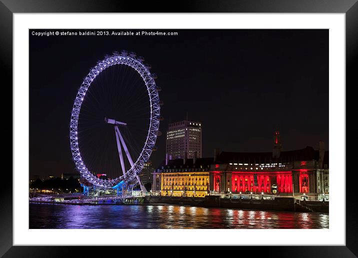 London eye, London, England Framed Mounted Print by stefano baldini