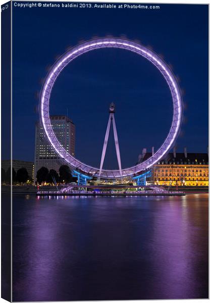 Night view of the london eye, London, England Canvas Print by stefano baldini