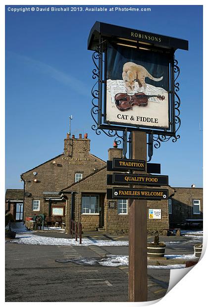 Cat and Fiddle pub, Macclesfield. Print by David Birchall