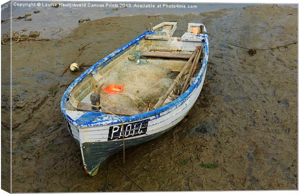 Fishing dinghy at low tide Canvas Print by Louise Heusinkveld