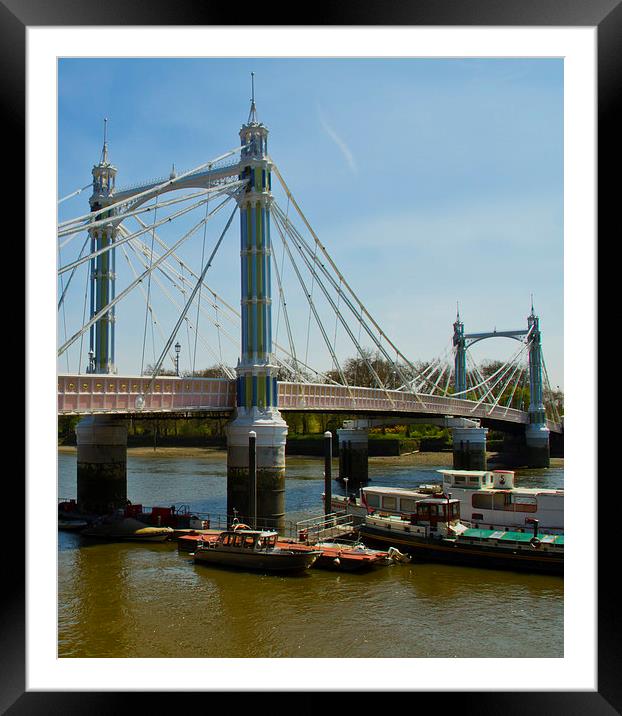 Albert Bridge London Thames Framed Mounted Print by David French