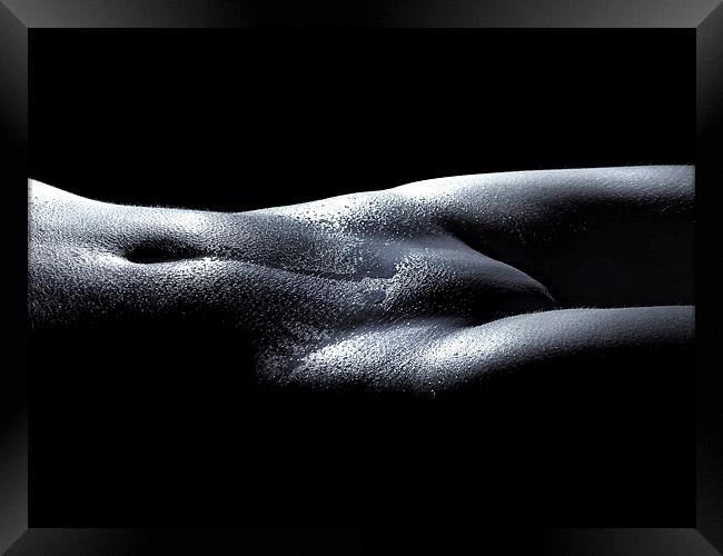 Bodyscape nude water with droplets 1 Framed Print by Inca Kala